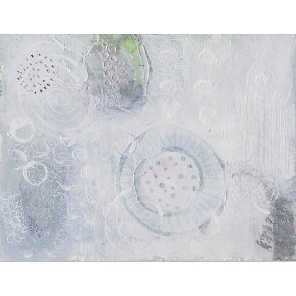 Original abstract art painting soft colors, textural on paper - smaller sized - Picture 2 of 5